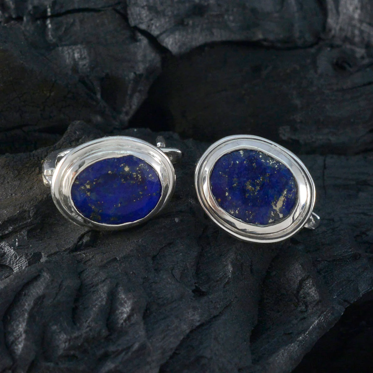 Lapis Lazuli Turkish Isadora Solitaire Stud Blue 925 Sterling Silver Earring - Image 2