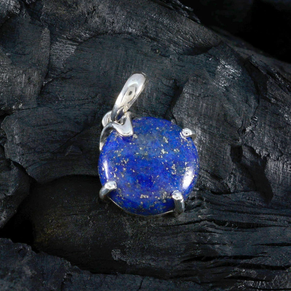 Lapis Lazuli Whisper-thin German Silver Solitaire Aurora Modern Blue Pendant Jewelry - Image 3