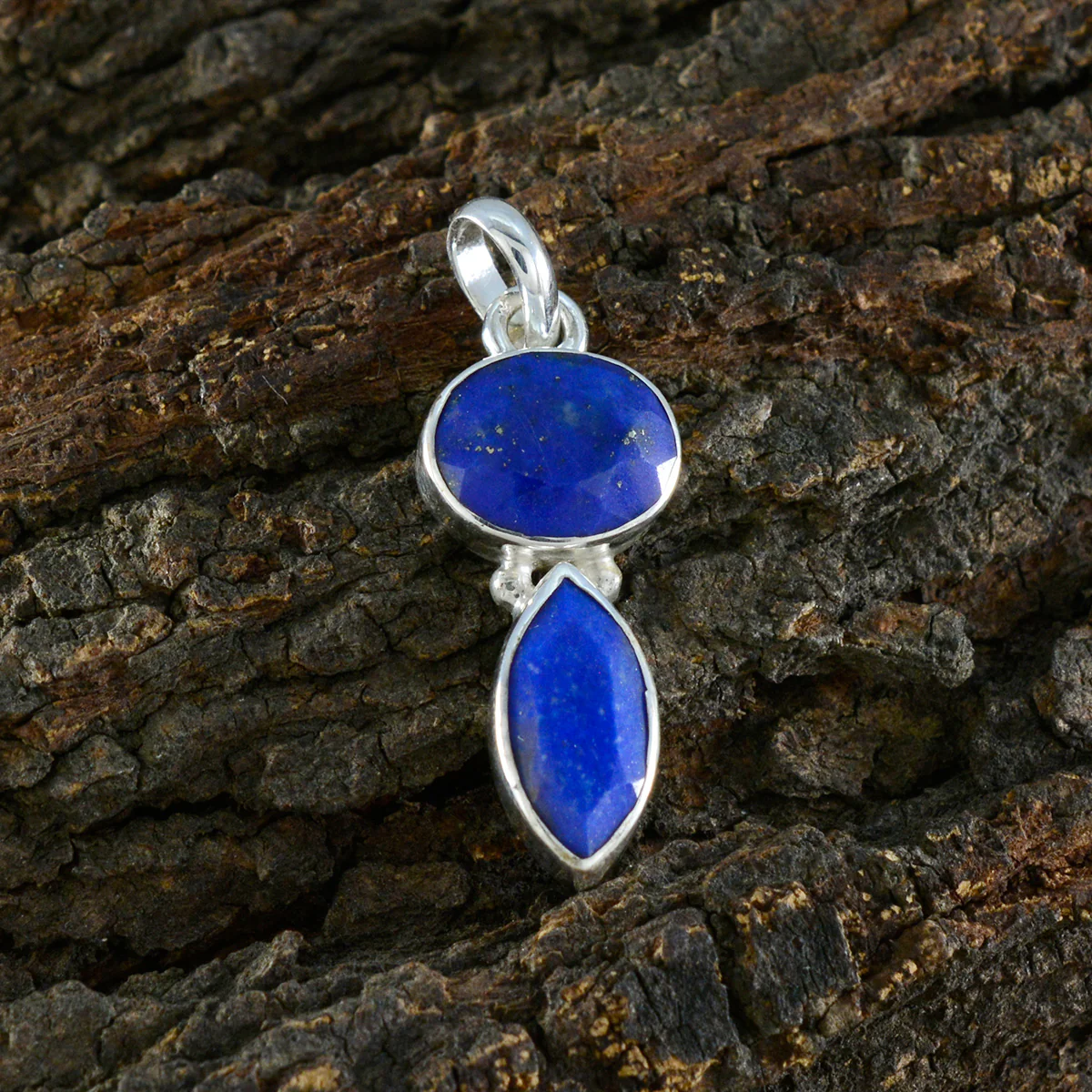 Lapis Lazuli Whisper-thin Russian Sterling Silver Toi et Moi Genesis Modern Blue Pendant Jewellery - Image 2