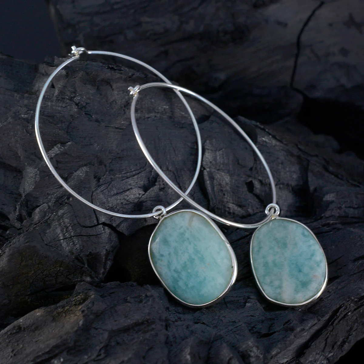 Larimar Turkish Pilar multiple Dangle Blue Sterling Silver Earring - Image 4