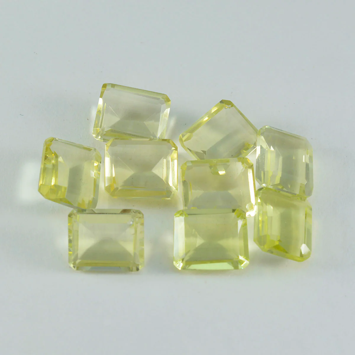Lemon Quartz 1PC Small 6x9 MM Emerald Faceted Yellow Sparkling Semi Precious Gems - Image 2