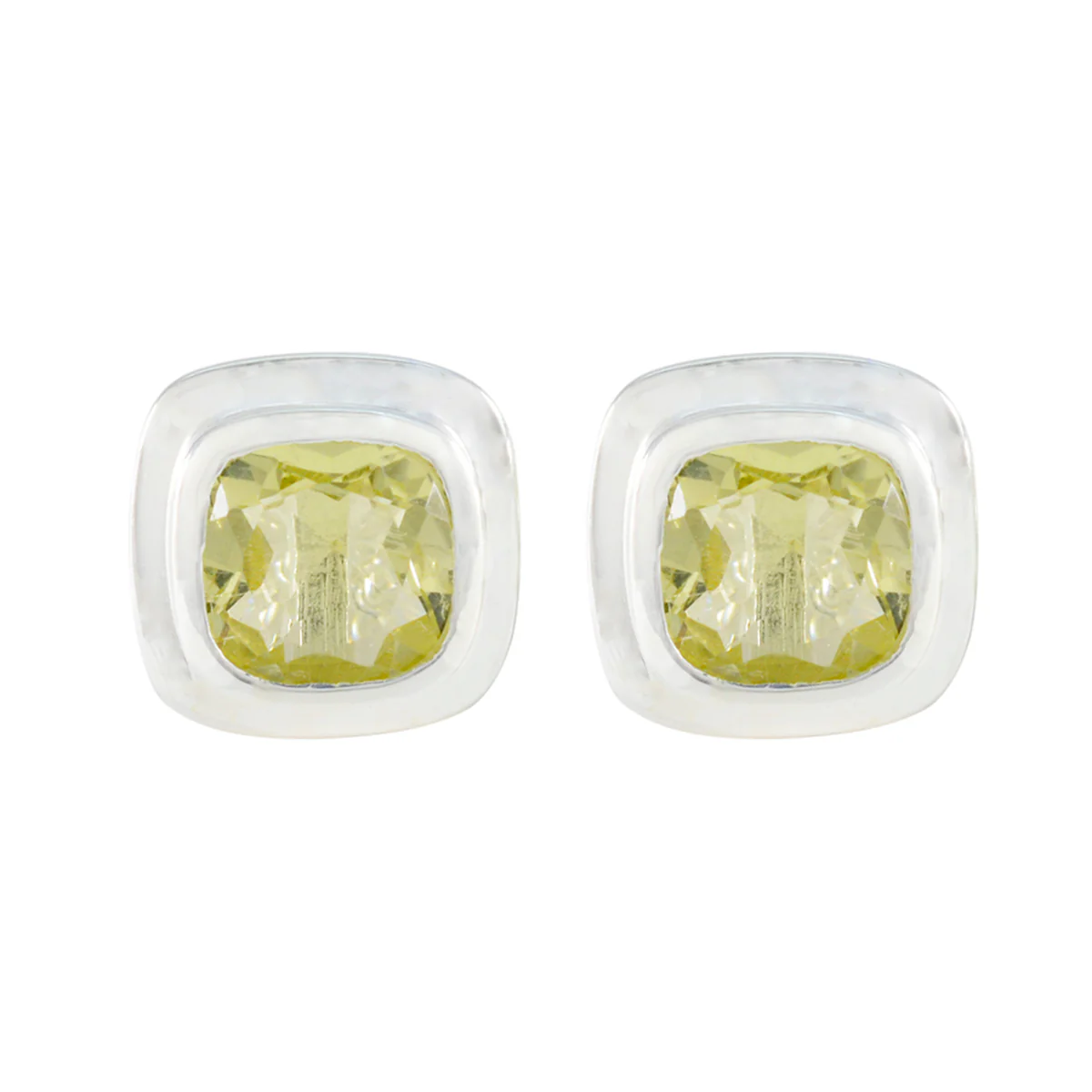 Lemon Quartz Australian Ida Solitaire Stud Yellow 92.5 Silver Earring
