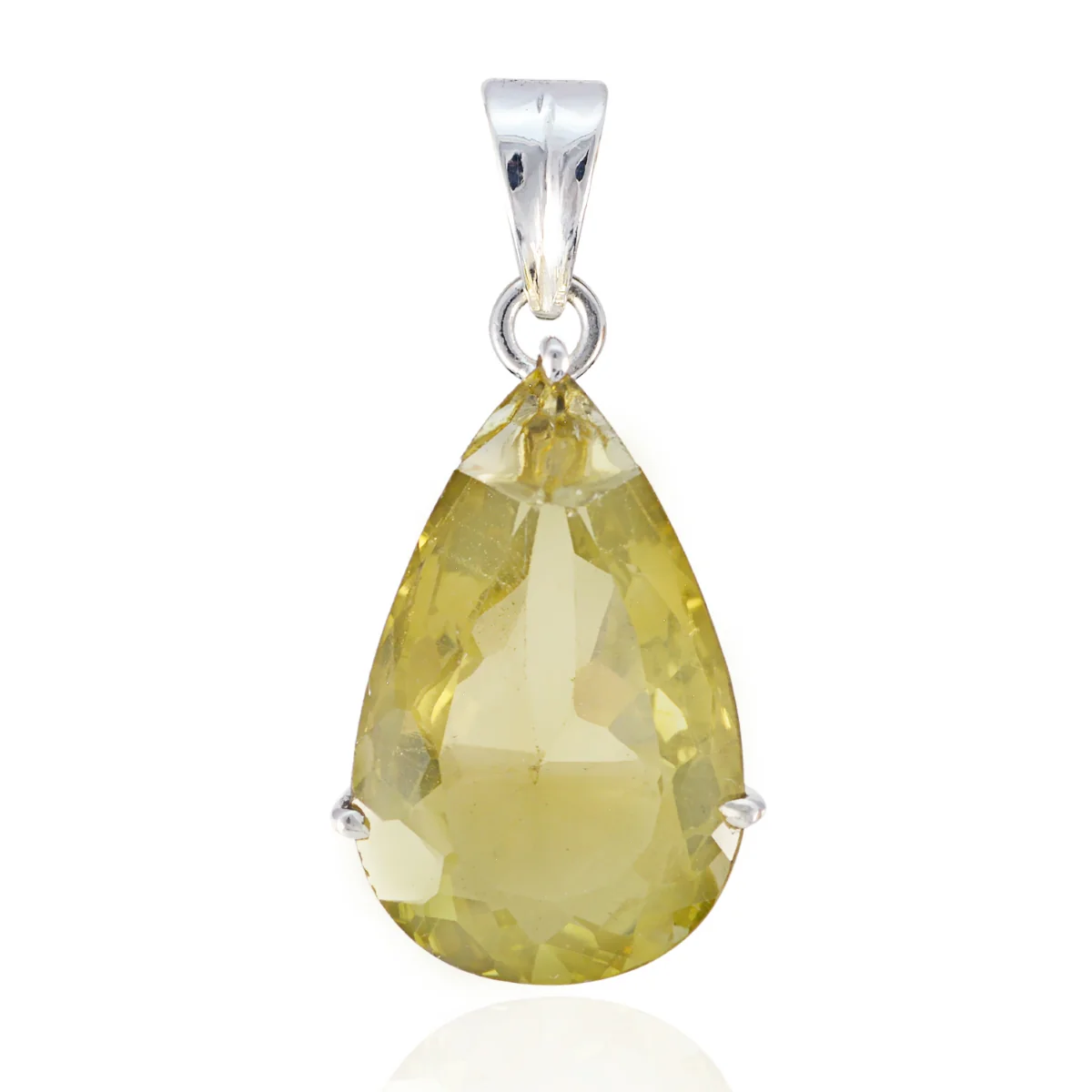 Lemon Quartz Chunky Latin American Silver Solitaire Autumn Cultural Yellow Pendant Jewelry - Image 2