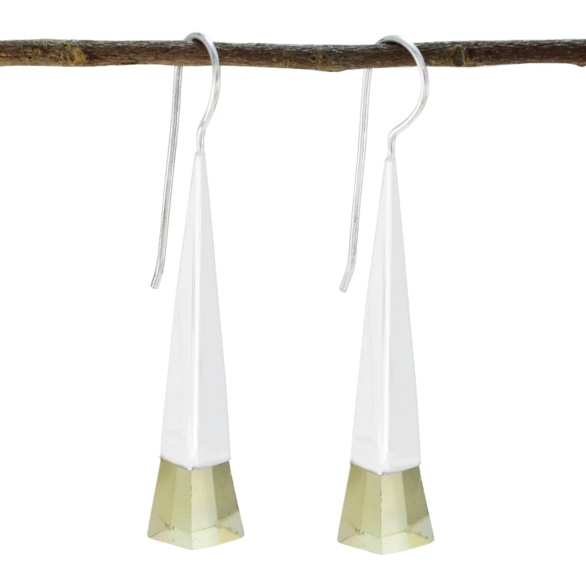 Lemon Quartz Egyptian Genesis Solitaire Dangle Yellow 925 Silver Earring
