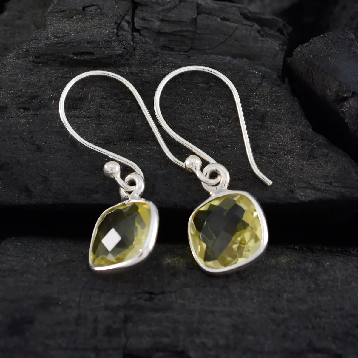 Lemon Quartz French Autumn multiple Dangle Yellow 925 Sterling Silver Earring - Image 3