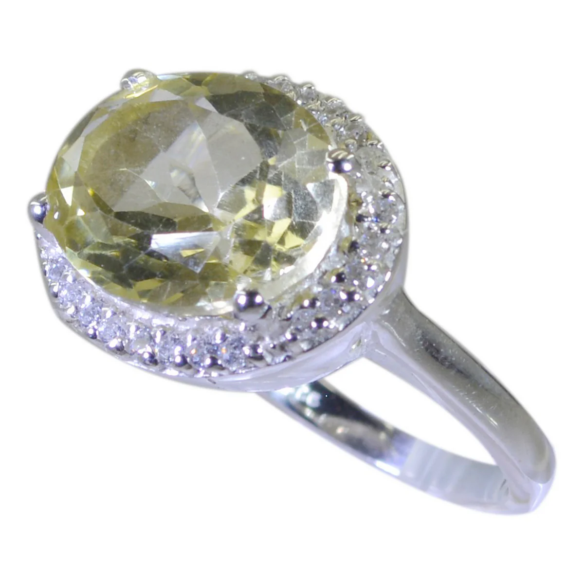 Lemon Quartz Halo Russian Silver Yellow Gemstones Versatile Modern Ring Jewellery - Image 2