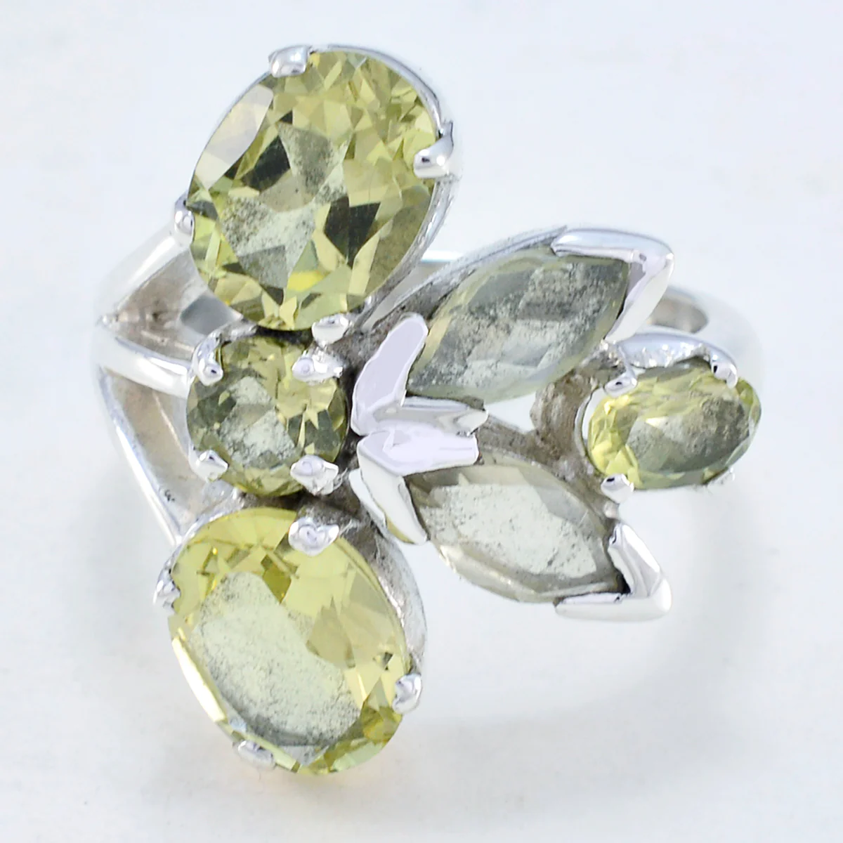 Lemon Quartz Hexa French Sterling Silver Yellow Gemstones Versatile Contemporary Ring Jewelry - Image 2