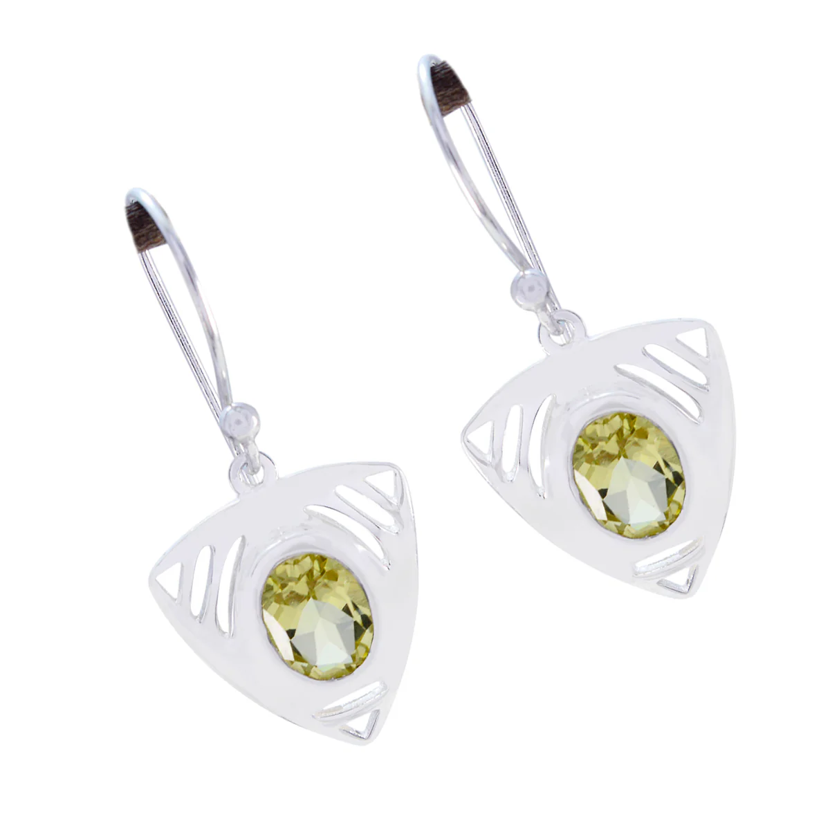 Lemon Quartz Italian Eleanor Solitaire Dangle Yellow Silver Earring - Image 3