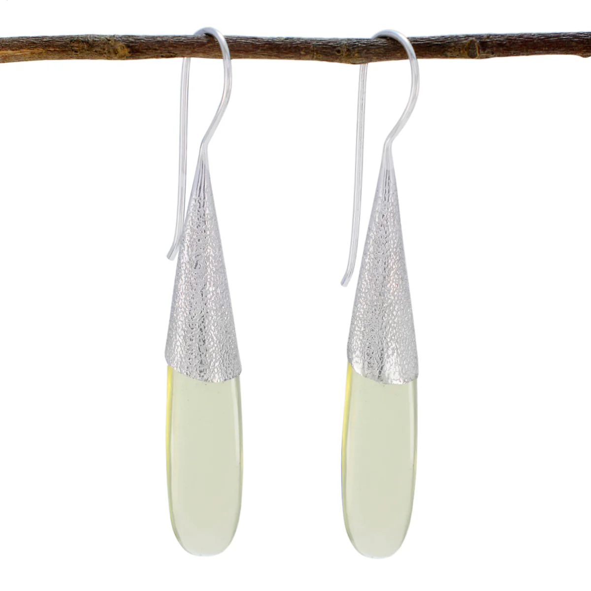 Lemon Quartz Italian Nari Solitaire Dangle Yellow 925 Silver Earring