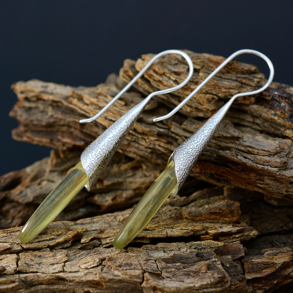 Lemon Quartz Italian Nari Solitaire Dangle Yellow 925 Silver Earring - Image 3