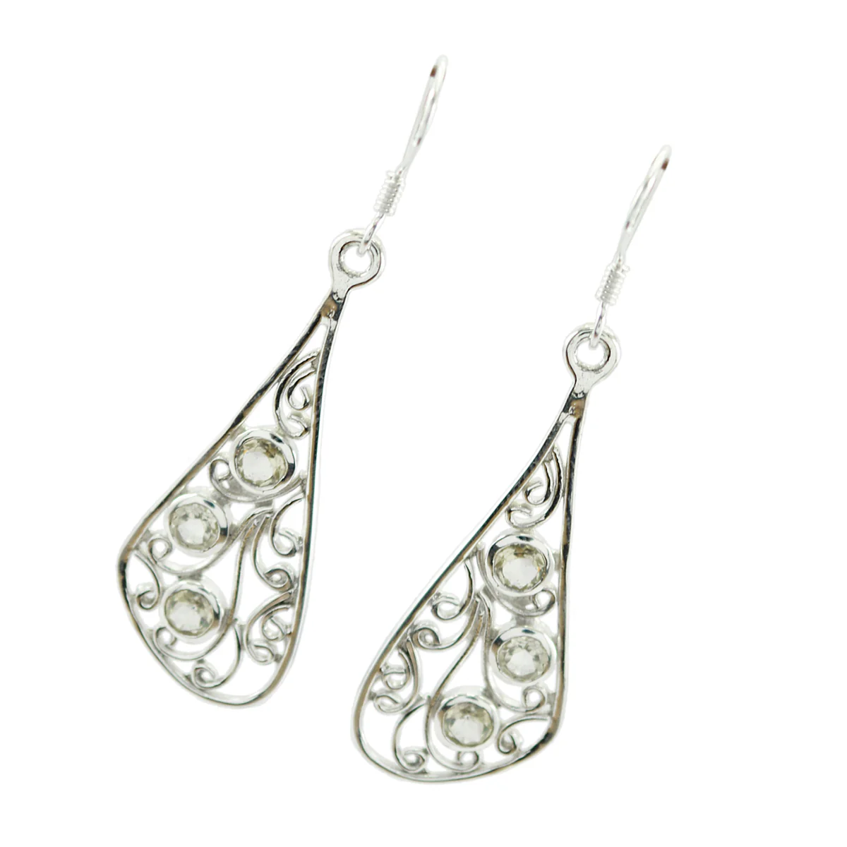 Lemon Quartz Italian Renata multiple Dangle Yellow Sterling Silver Earring - Image 2