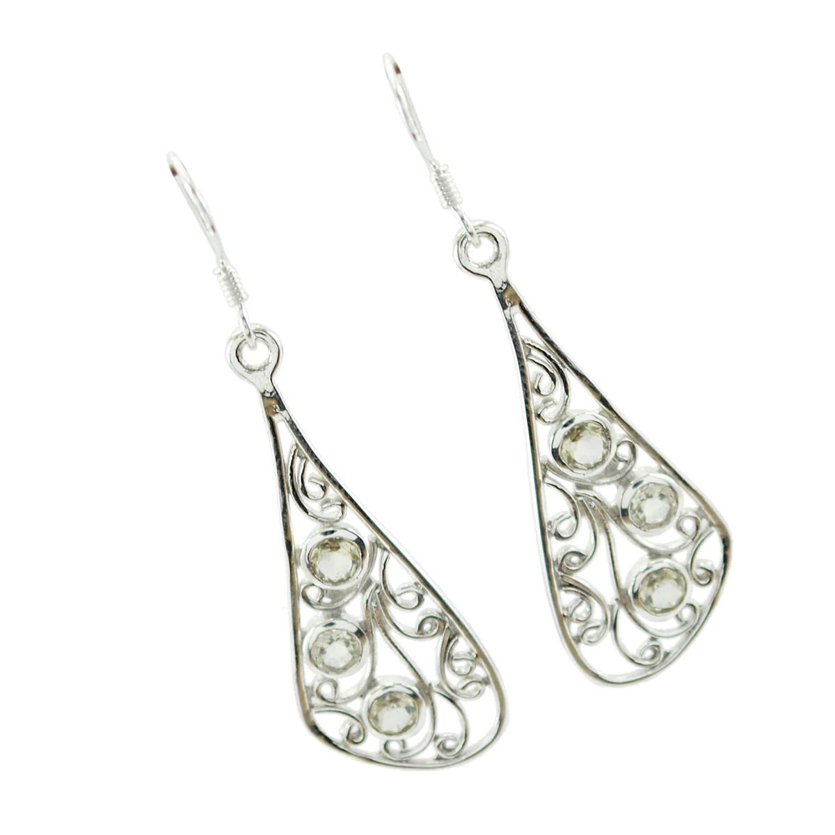 Lemon Quartz Italian Renata multiple Dangle Yellow Sterling Silver Earring - Image 3