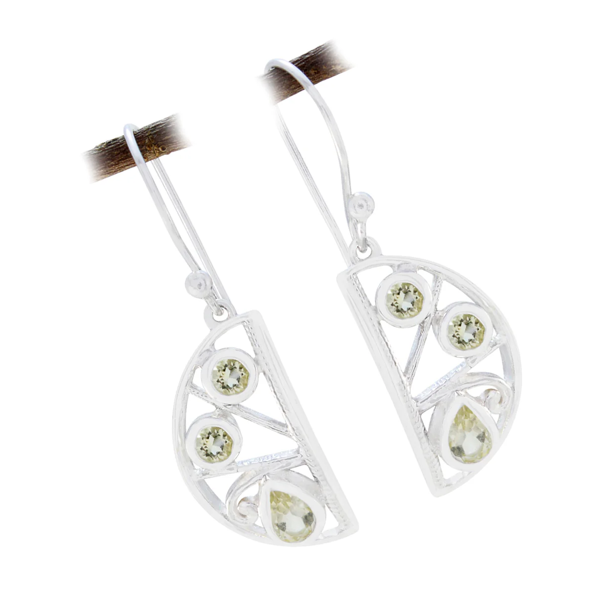 Lemon Quartz Mexican Aurora multiple Dangle Yellow 925 Sterling Silver Earring - Image 3