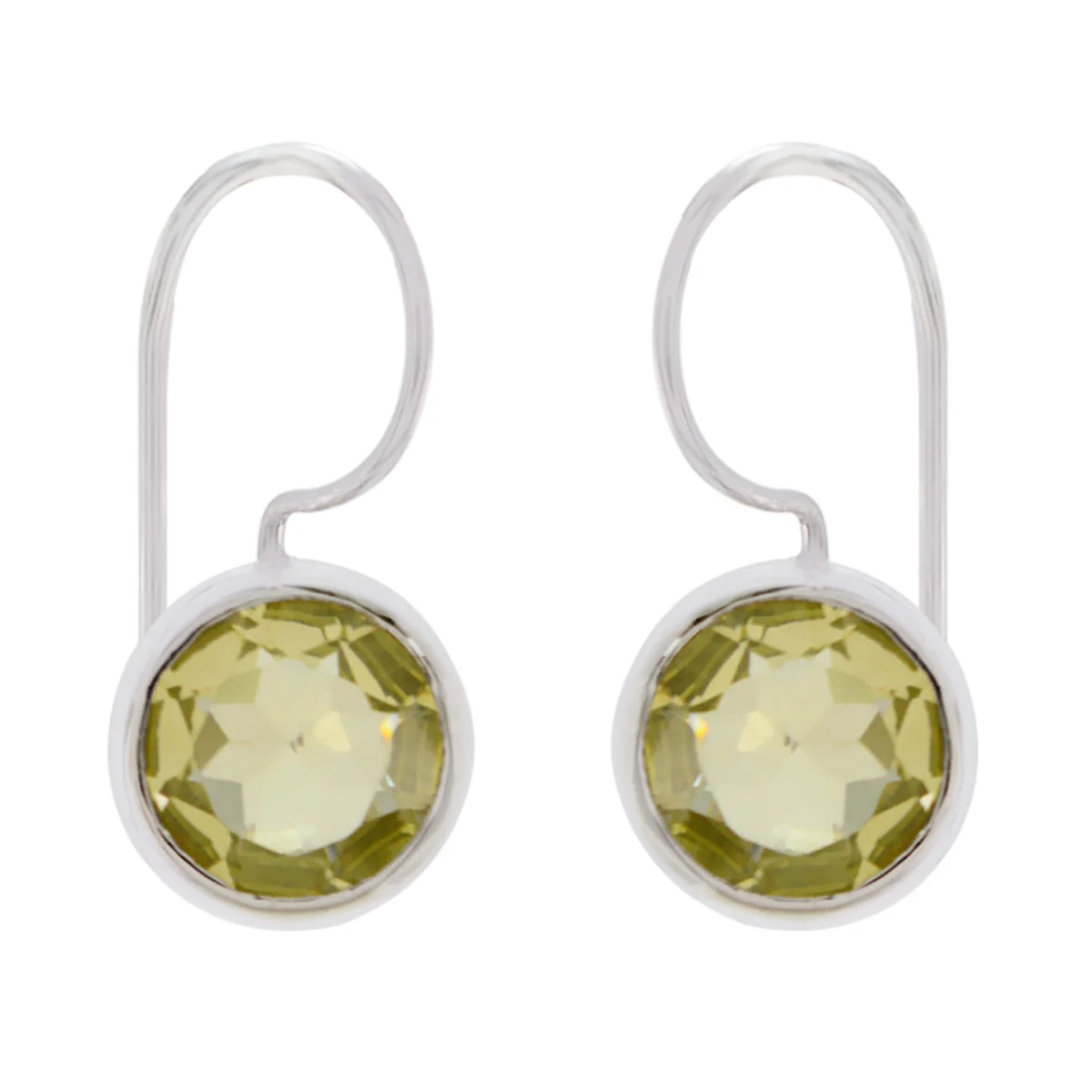 Lemon Quartz Middle Eastern Bianca Solitaire Dangle Yellow 925 Silver Earring