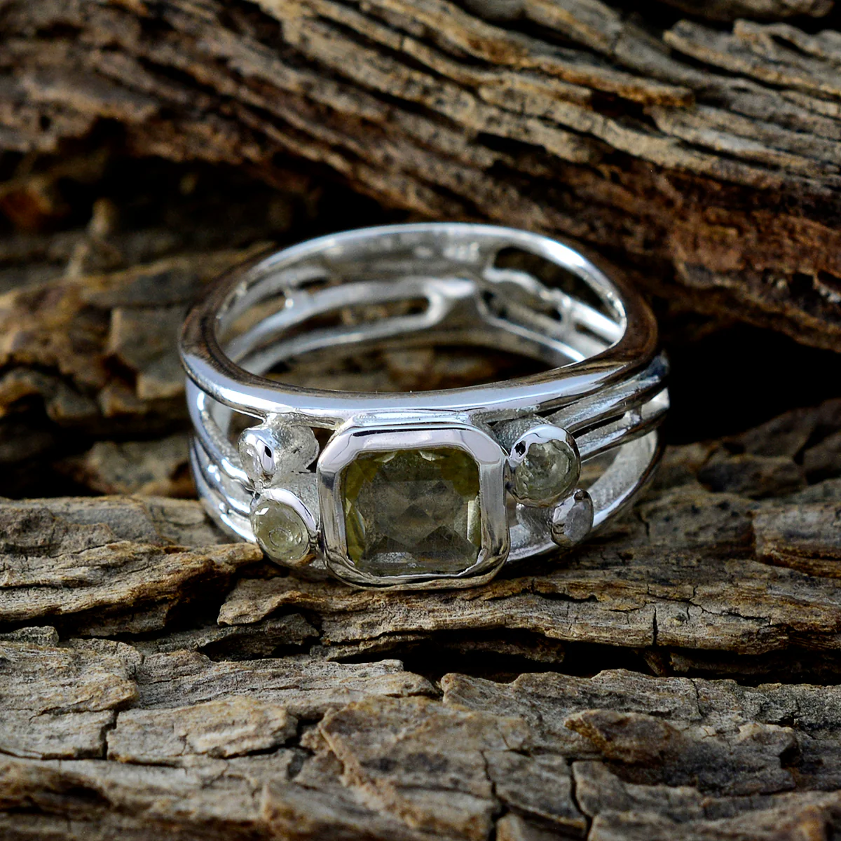 Lemon Quartz Penta Indian Sterling Silver Yellow Gemstones Minimal Cultural Ring Jewellery - Image 3