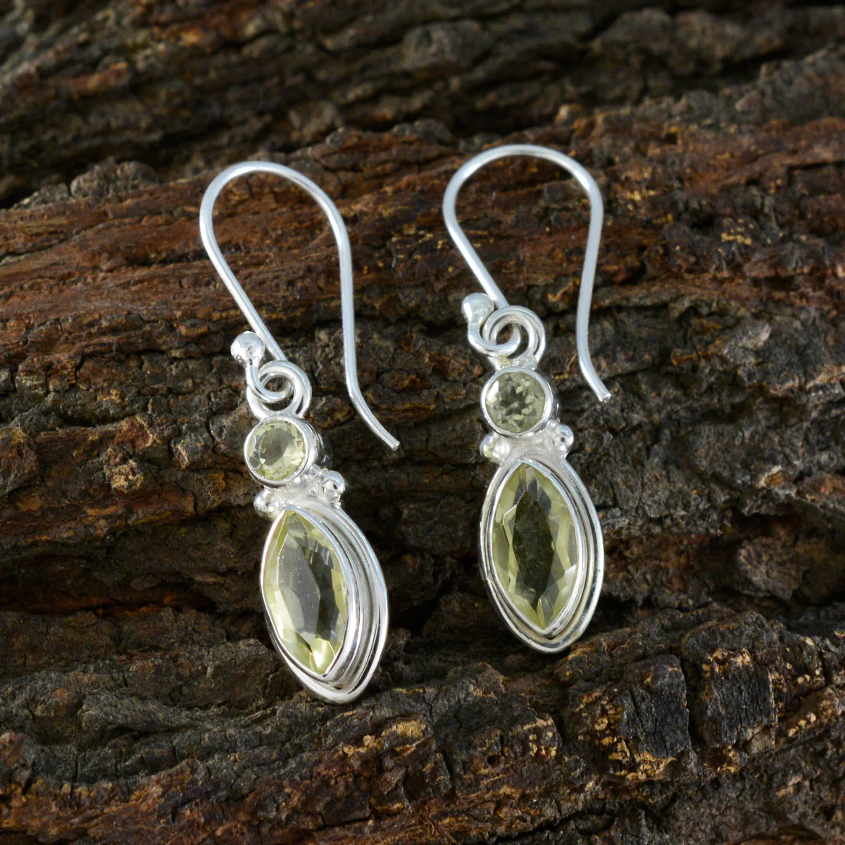 Lemon Quartz Russian Ava Toi et Moi Dangle Yellow 92.5 Silver Earring - Image 3