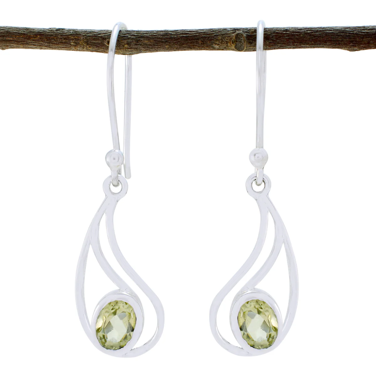Lemon Quartz Russian Evelyn Solitaire Dangle Yellow 92.5 Silver Earring
