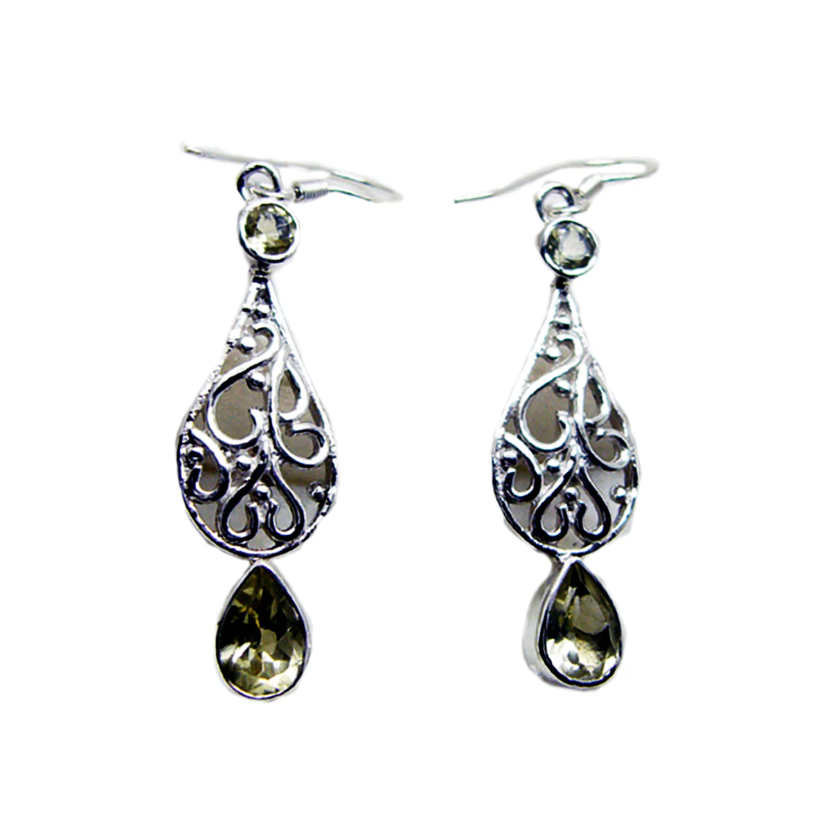 Lemon Quartz Russian Isla multiple Dangle Yellow 925 Sterling Silver Earring