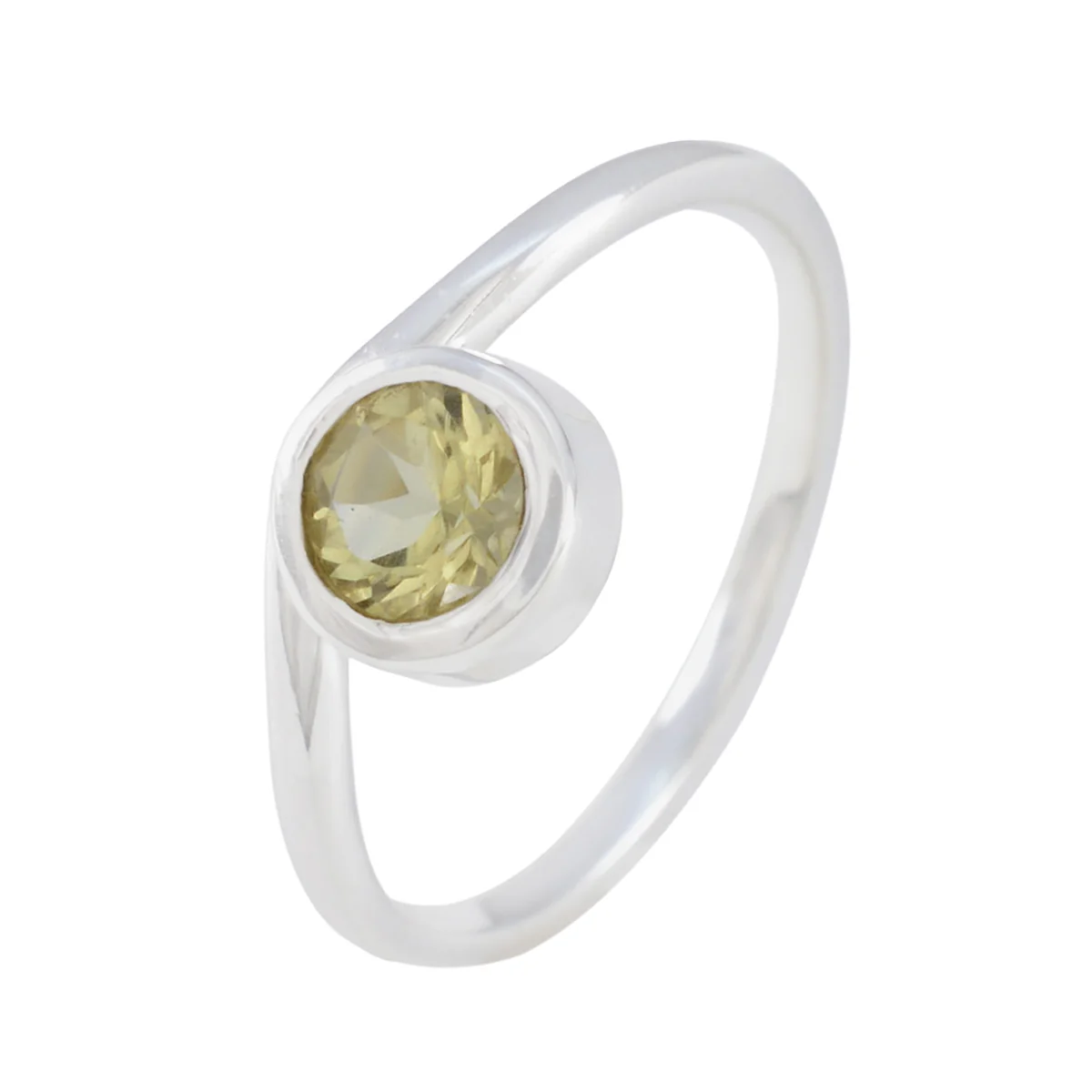 Lemon Quartz Solitaire American 925 Silver Yellow Gemstones Delicate Sophisticated Ring Jewelry - Image 2