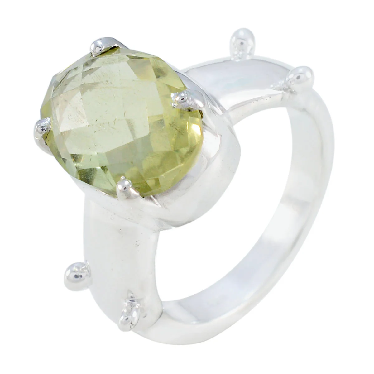 Lemon Quartz Solitaire Egyptian 92.5 Silver Yellow Gemstones Mid-weight Glamorous Ring Jewellery - Image 2