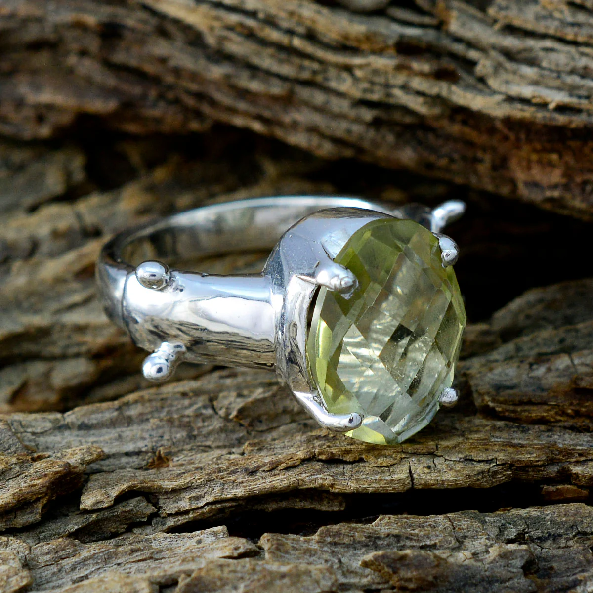 Lemon Quartz Solitaire Egyptian 92.5 Silver Yellow Gemstones Mid-weight Glamorous Ring Jewellery - Image 3