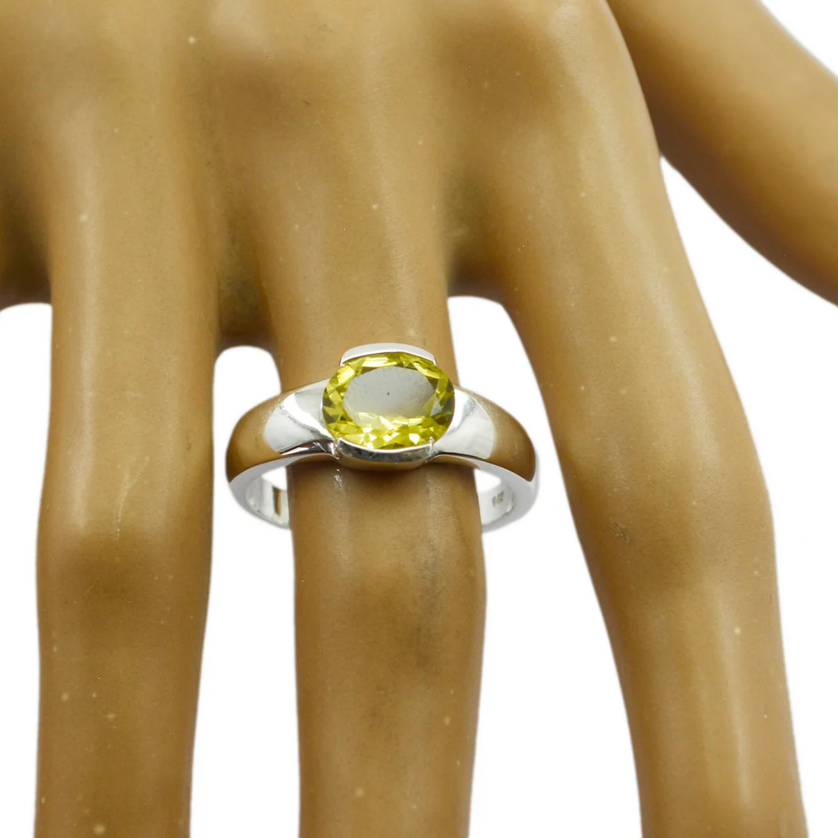 Lemon Quartz Solitaire Egyptian 925 Silver Yellow Gemstone Mid-weight Graceful Ring Jewelry - Image 3