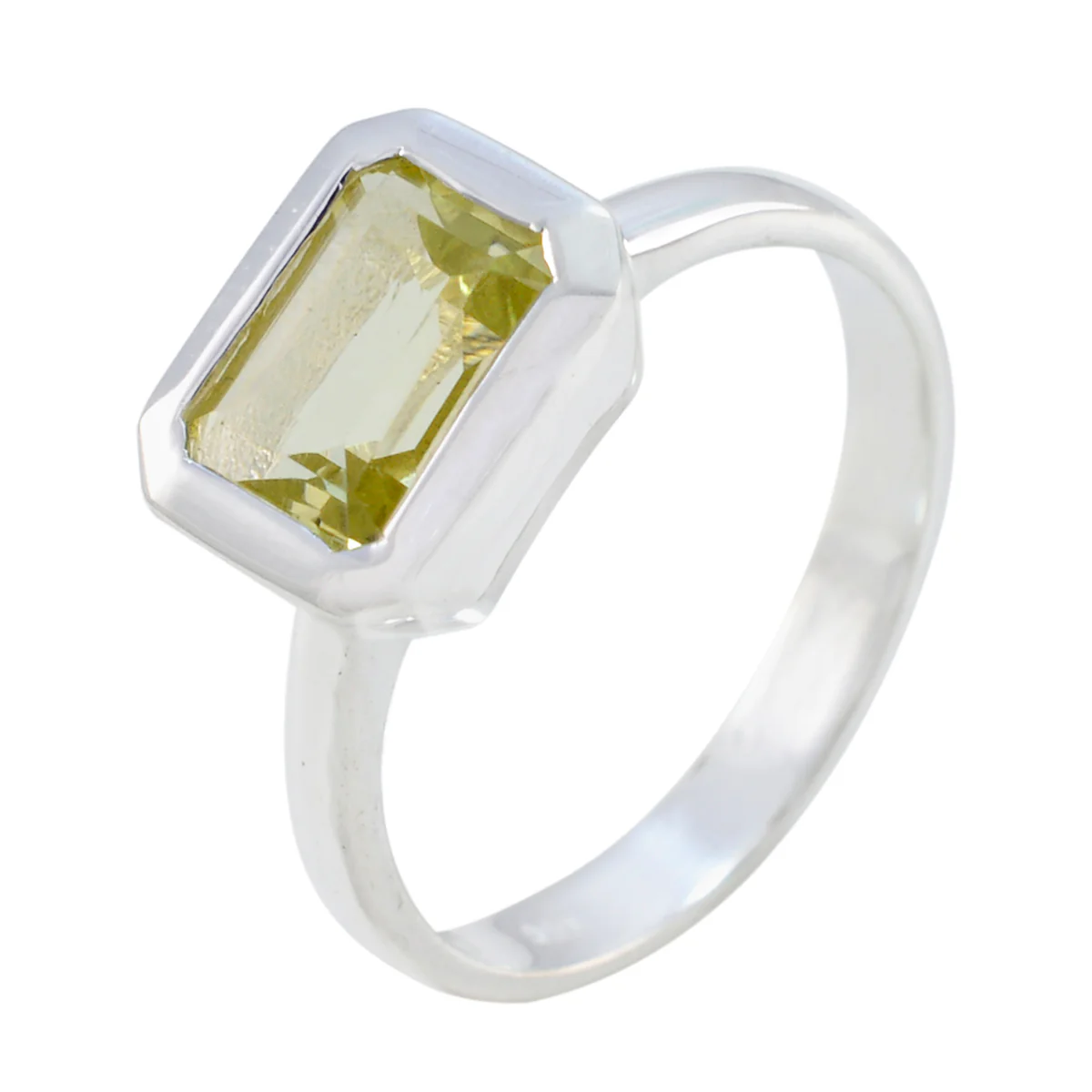 Lemon Quartz Solitaire French 925 Silver Yellow Gems Tiny Trendy Ring Jewelry - Image 2