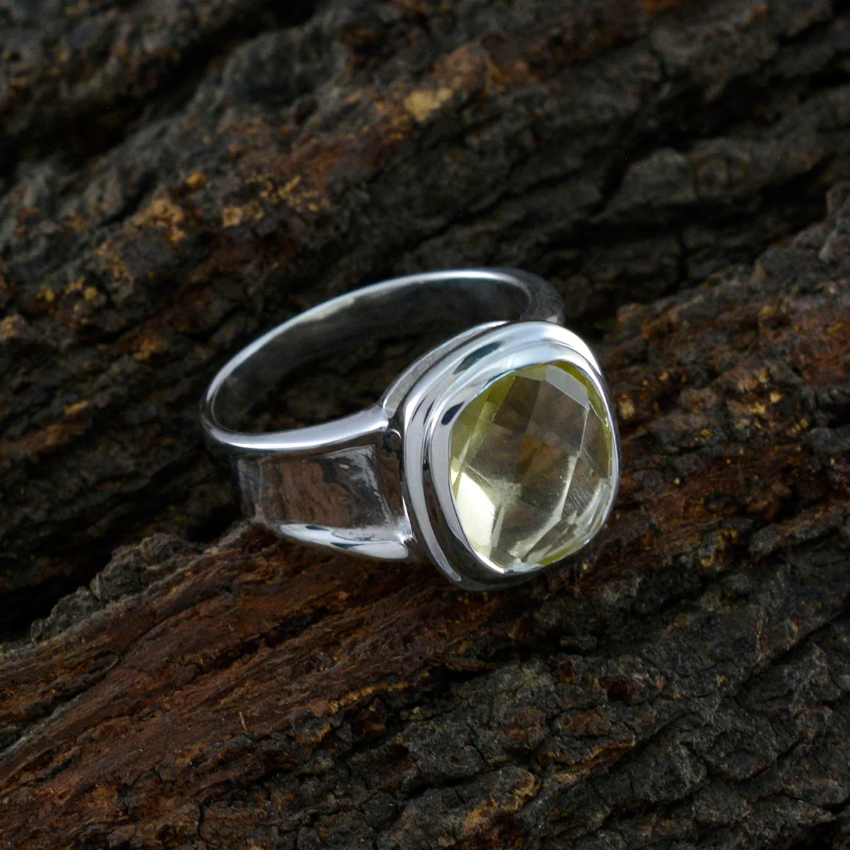 Lemon Quartz Solitaire French 925 Silver Yellow Gemstones Mid-weight Feminine Ring Jewellery - Image 3