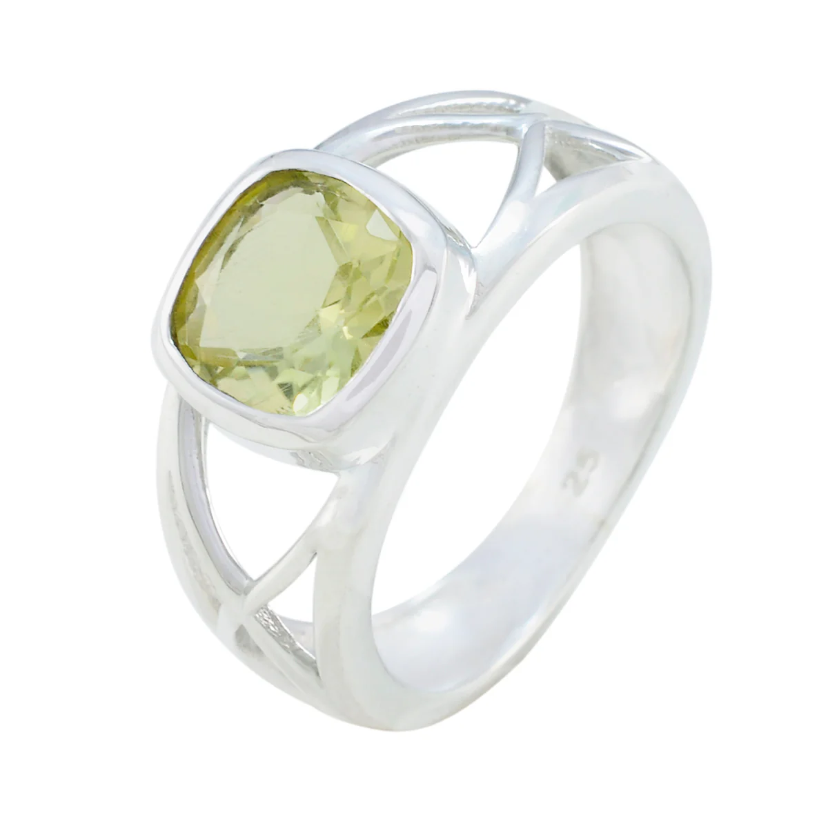 Lemon Quartz Solitaire German 925 Silver Yellow Gemstones Tiny Romantic Ring Jewelry - Image 2