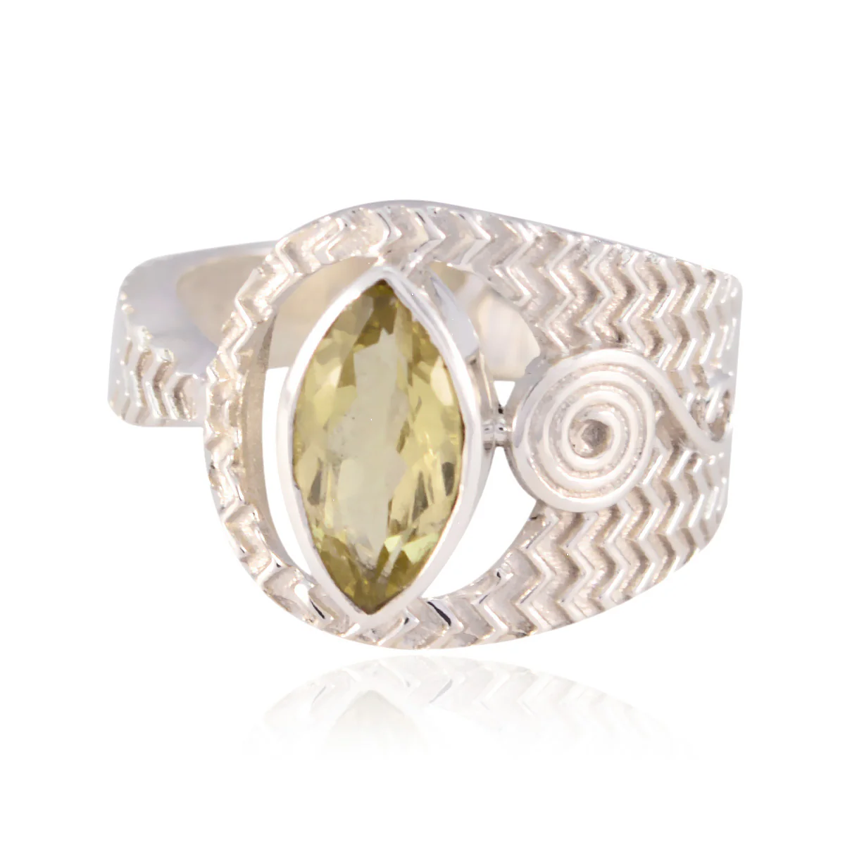 Lemon Quartz Solitaire Moroccan Silver Yellow Gemstones Eye-catching Art Deco Ring Jewellery