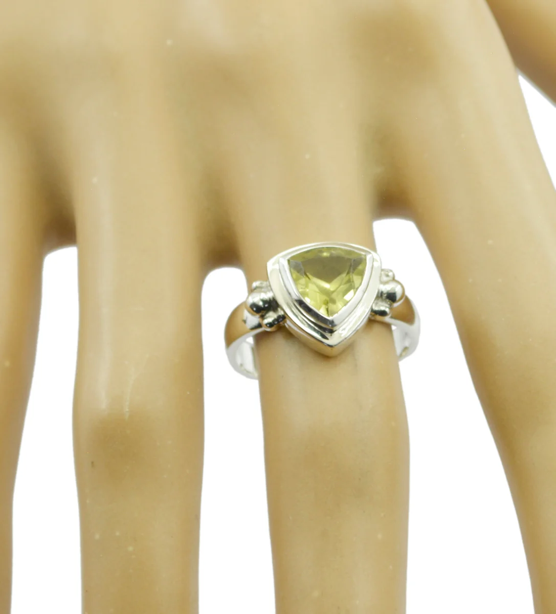 Lemon Quartz Solitaire Moroccan Sterling Silver Yellow Gemstone Slim Retro Ring Jewelry - Image 2