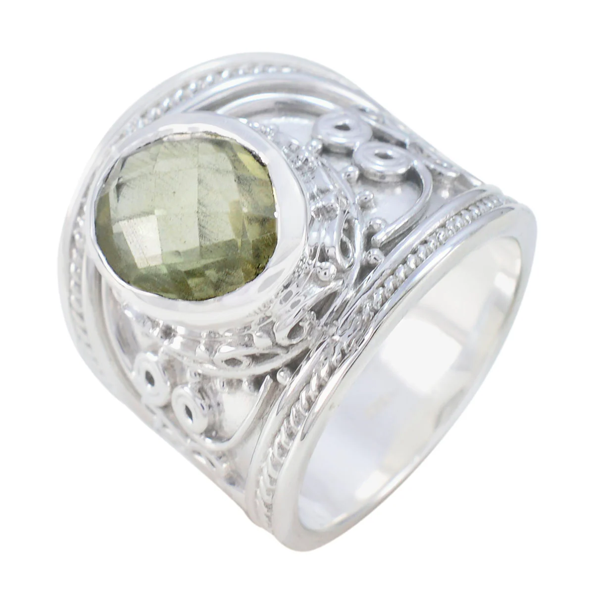 Lemon Quartz Solitaire Spanish 92.5 Silver Yellow Gems Chunky Armor Ring Jewellery - Image 2