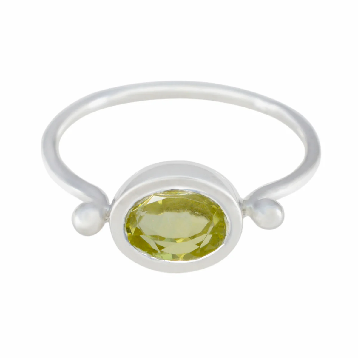 Lemon Quartz Solitaire Turkish 925 Sterling Silver Yellow Gemstones Dainty Abstract Ring Jewellery