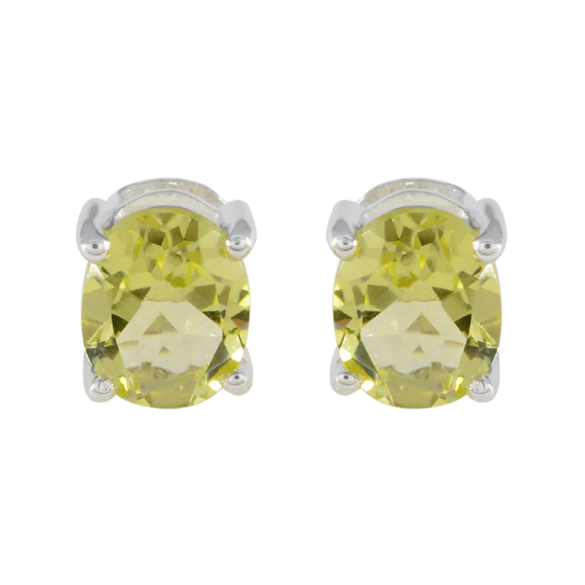 Lemon Quartz Spanish Ines Solitaire Stud Yellow Sterling Silver Earring