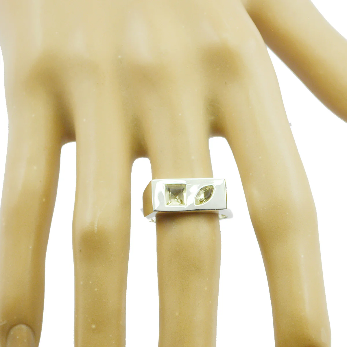 Lemon Quartz Toi et Moi Moroccan 92.5 Silver Yellow Gemstone Tiny Abstract Ring Jewellery - Image 2