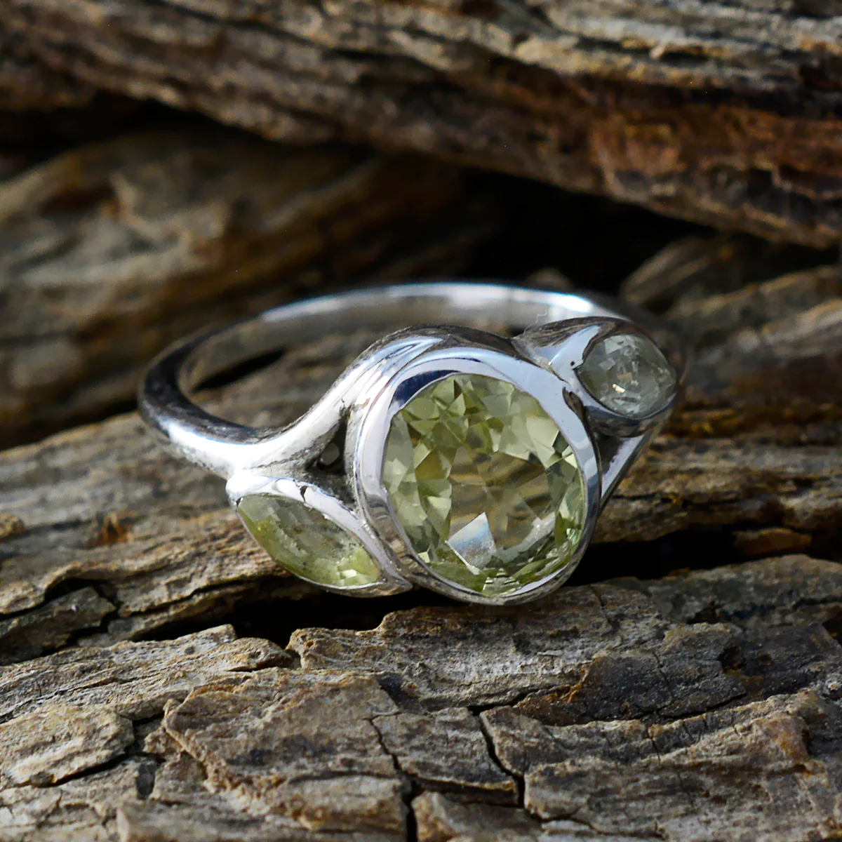 Lemon Quartz Trilogy African Silver Yellow Gemstone Slim Romantic Ring Jewelry - Image 3