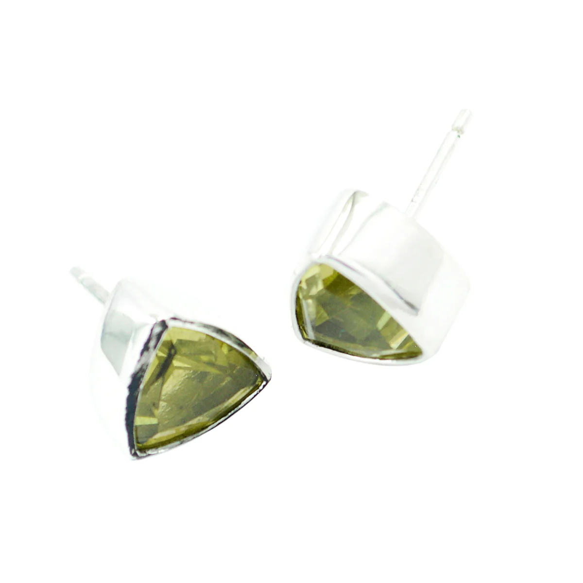 Lemon Quartz Turkish Hanna Solitaire Stud Yellow Silver Earring - Image 3