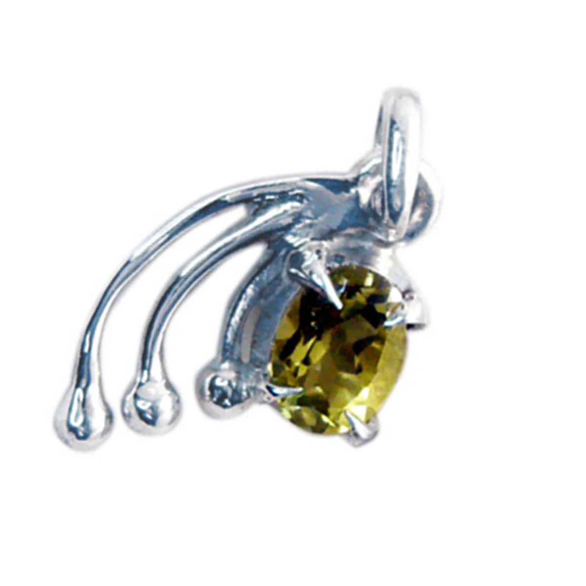 Lemon Quartz Whisper-thin French Silver Solitaire Agnes Engagement Yellow Pendant Jewelry - Image 3