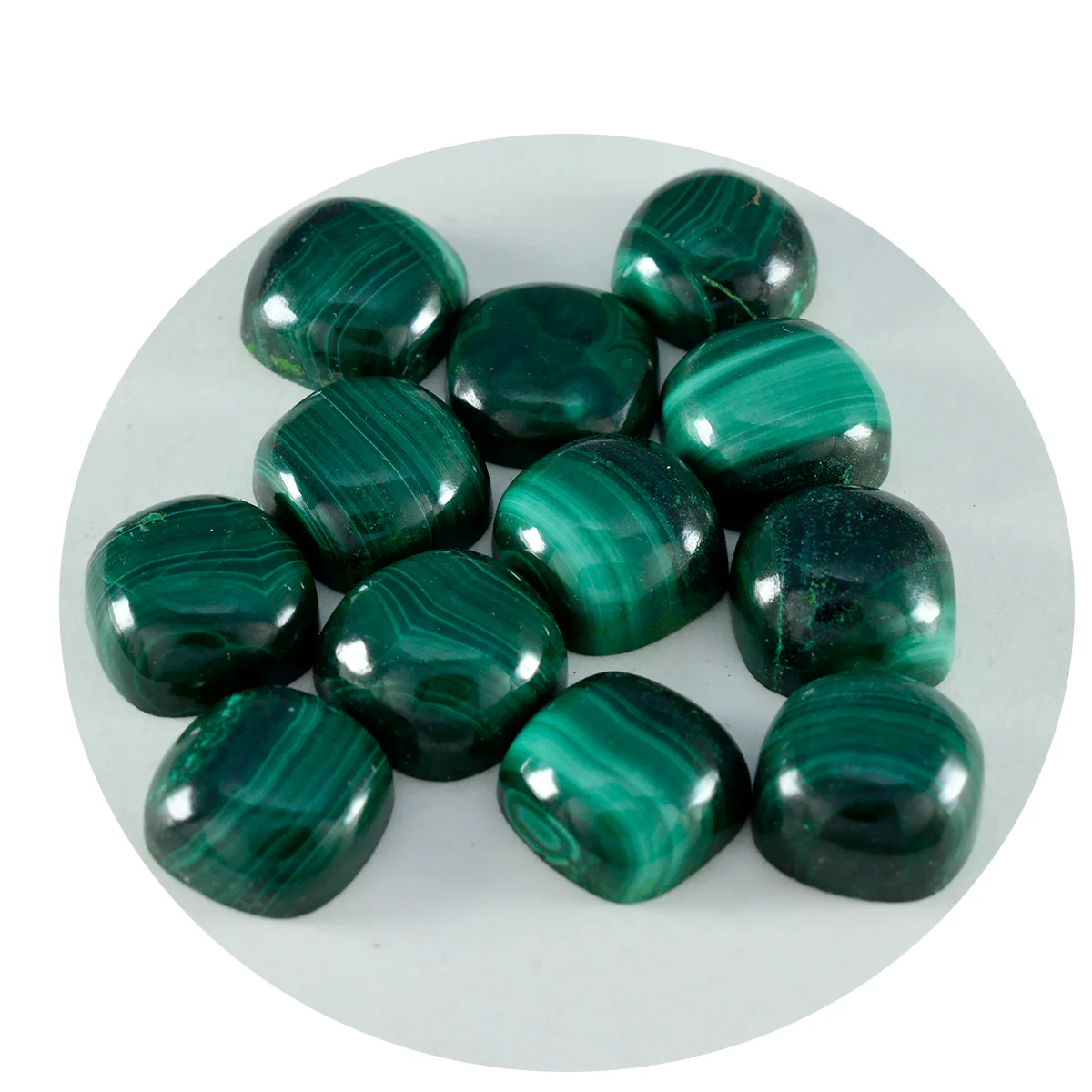 Malachite 10PC Tiny 5x5 MM Cushion Cabochon Green Polished semi Precious Loose Gems - Image 2