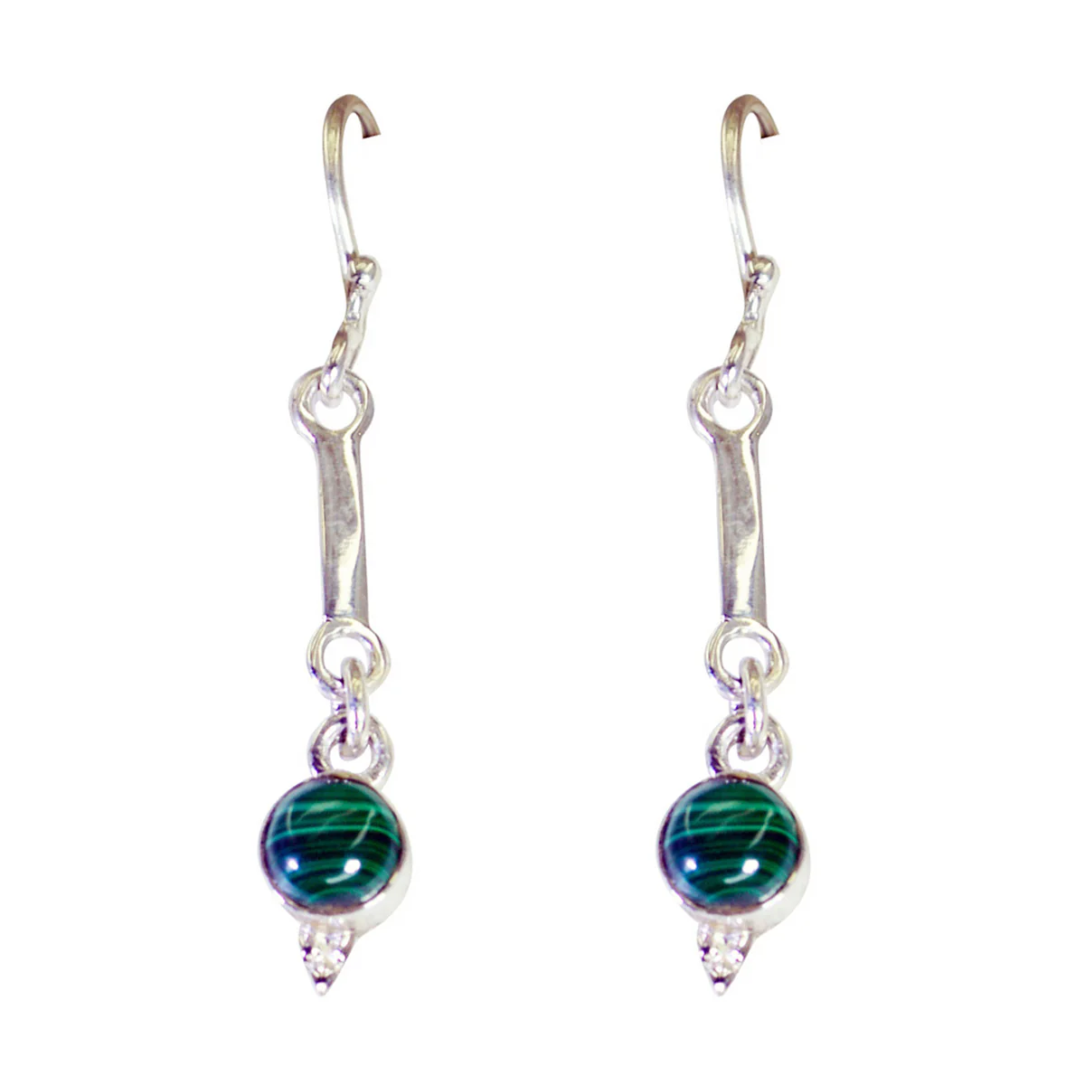 Malachite African Maya multiple Dangle Green Sterling Silver Earring