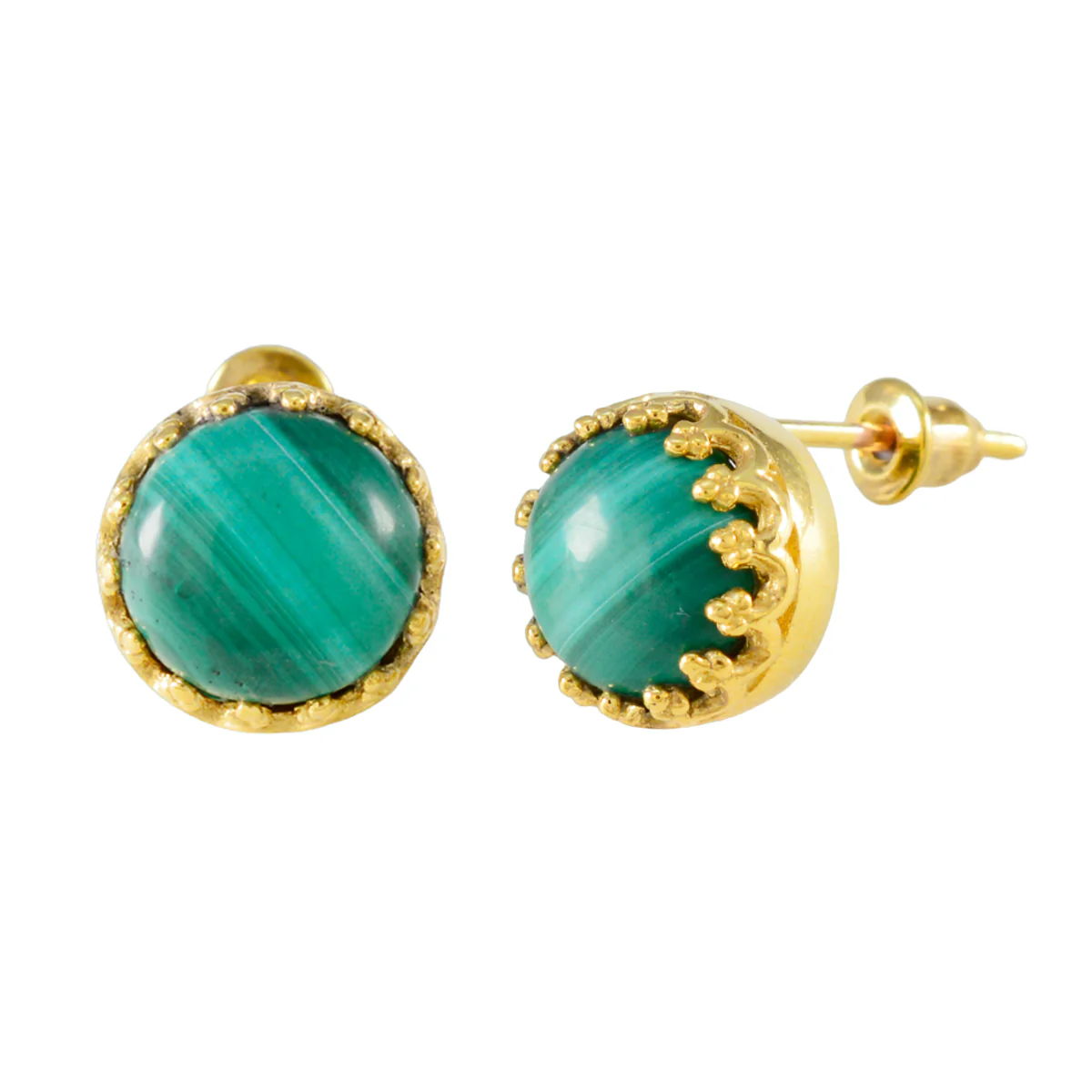 Malachite Australian Andrea Solitaire Stud Green Silver Earring - Image 3