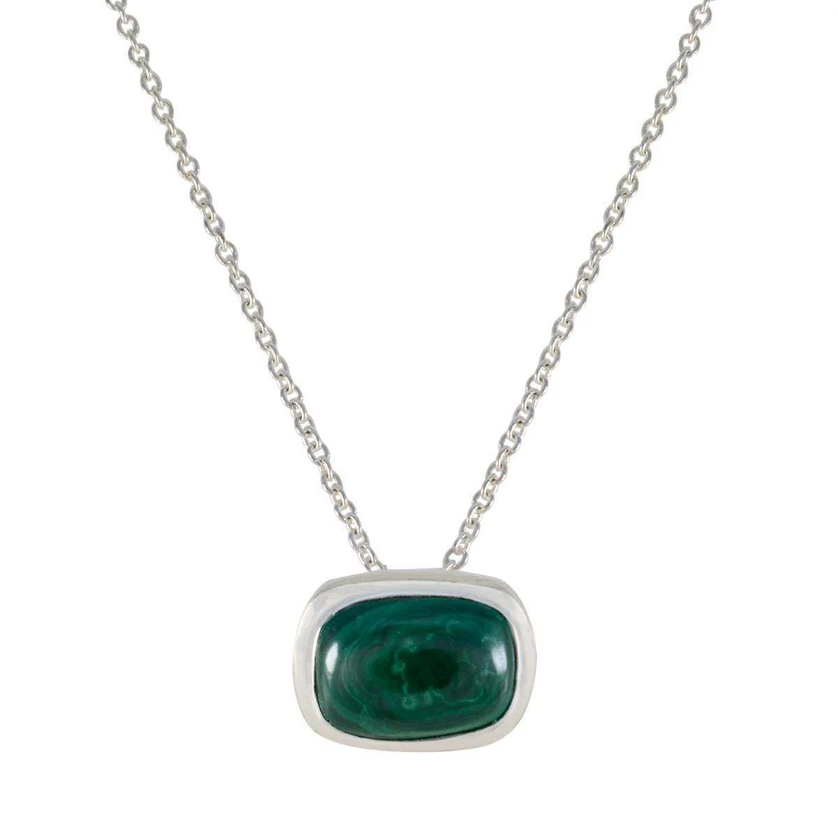 Malachite Classic Italian Sterling Silver Solitaire Aisha Sophisticated Green Pendant Jewellery