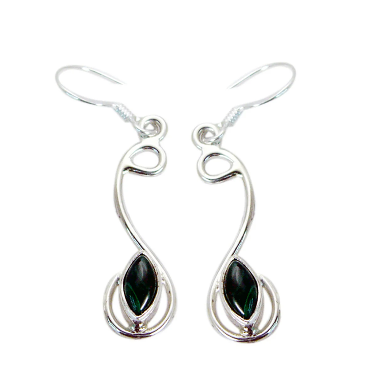 Malachite Japanese Katharina multiple Dangle Green 925 Sterling Silver Earring