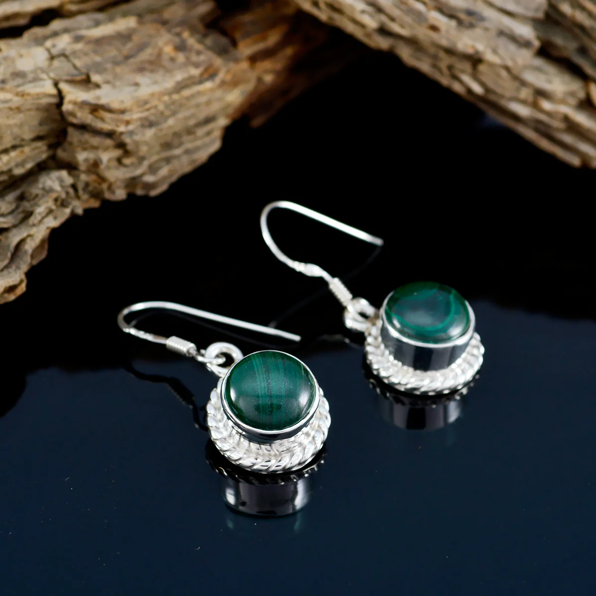 Malachite Latin American Lily multiple Dangle Green Sterling Silver Earring - Image 3