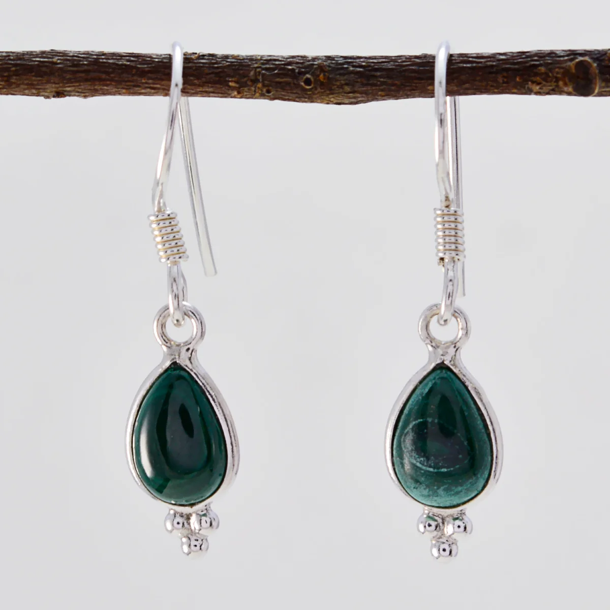 Malachite Middle Eastern Laura multiple Dangle Green 92.5 Silver Earring - Image 2