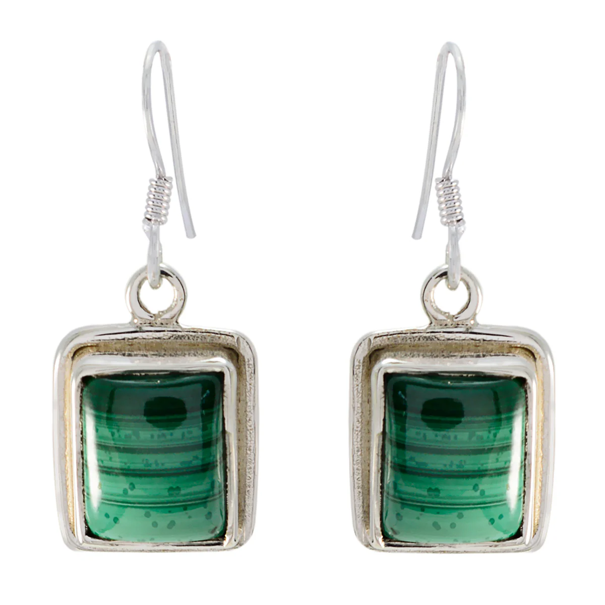 Malachite Moroccan Mathilde Solitaire Dangle Green Silver Earring