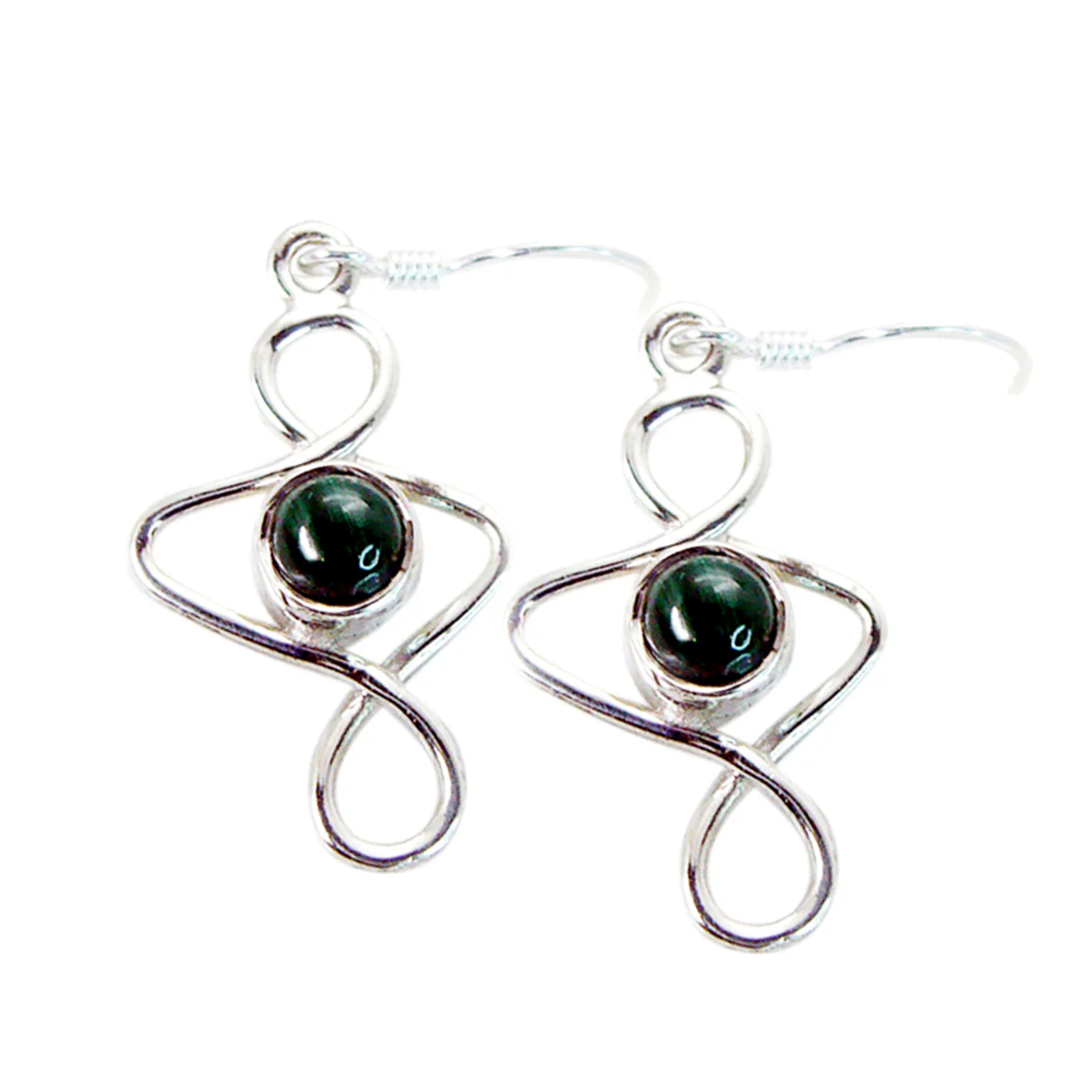 Malachite Russian Marie Solitaire Dangle Green 925 Silver Earring