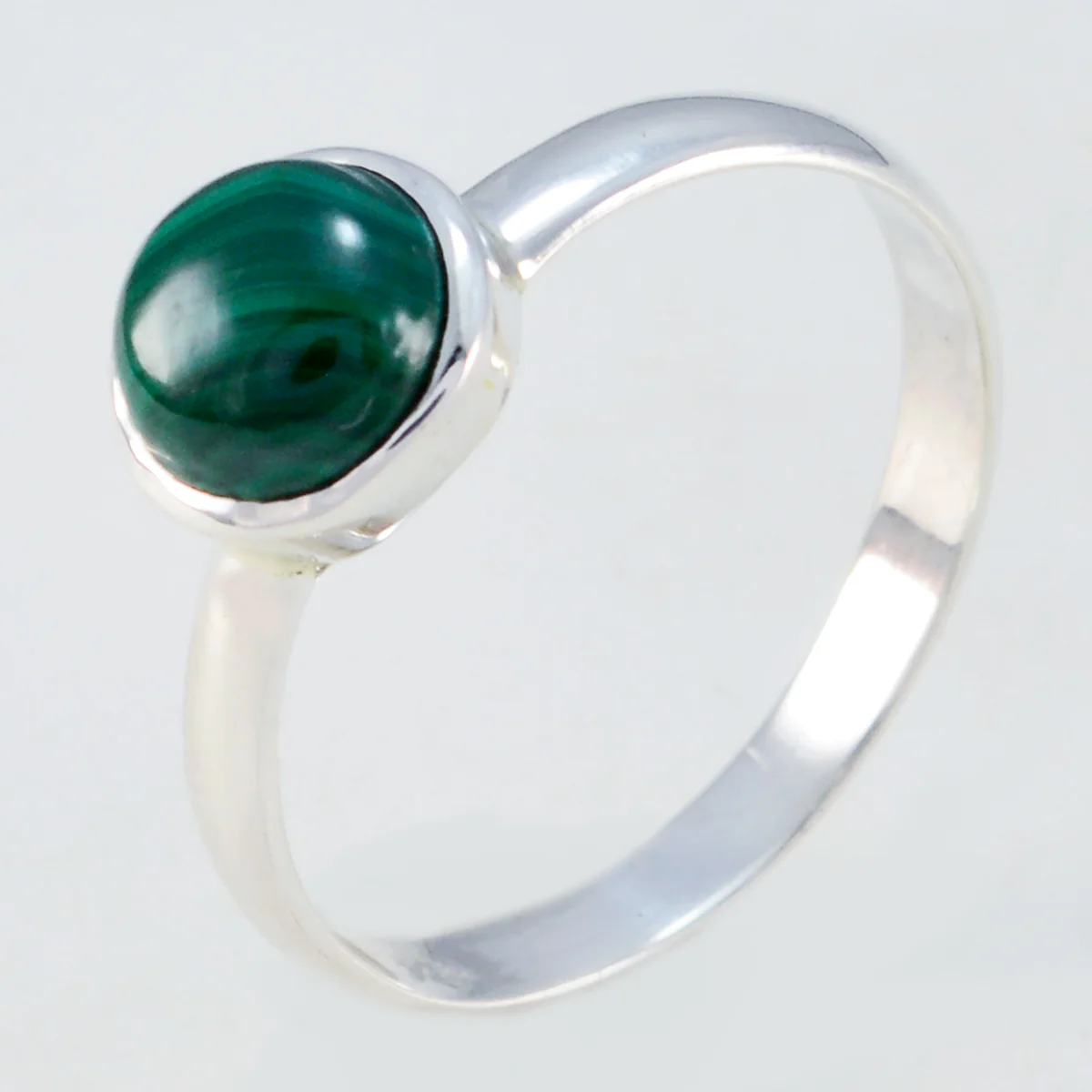 Malachite Solitaire American 925 Sterling Silver Green Gems Whisper-thin Fairytale Ring Jewelry - Image 2