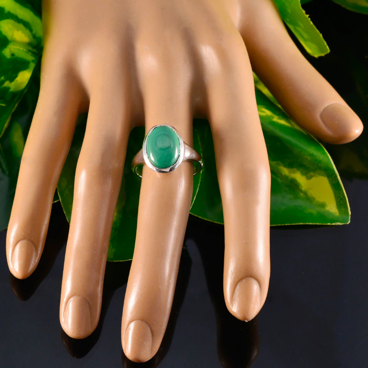 Malachite Solitaire Egyptian 92.5 Silver Green Gemstones Minimal Contemporary Ring Jewellery - Image 5