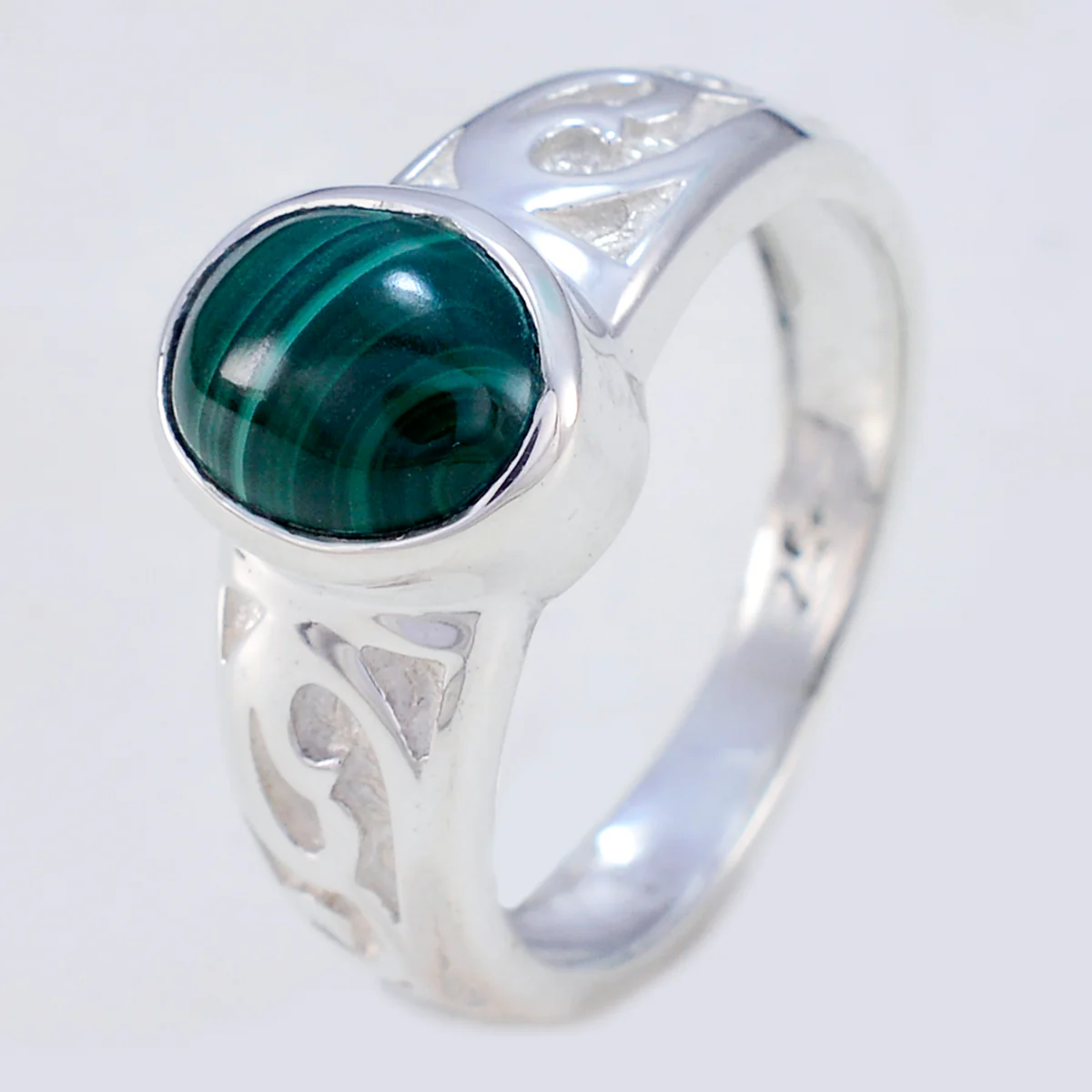 Malachite Solitaire Indian 92.5 Silver Green Gems Minimal Contemporary Ring Jewellery - Image 2